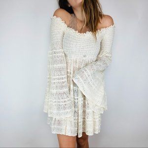 Free people lace off shoulder bell sleeve dress